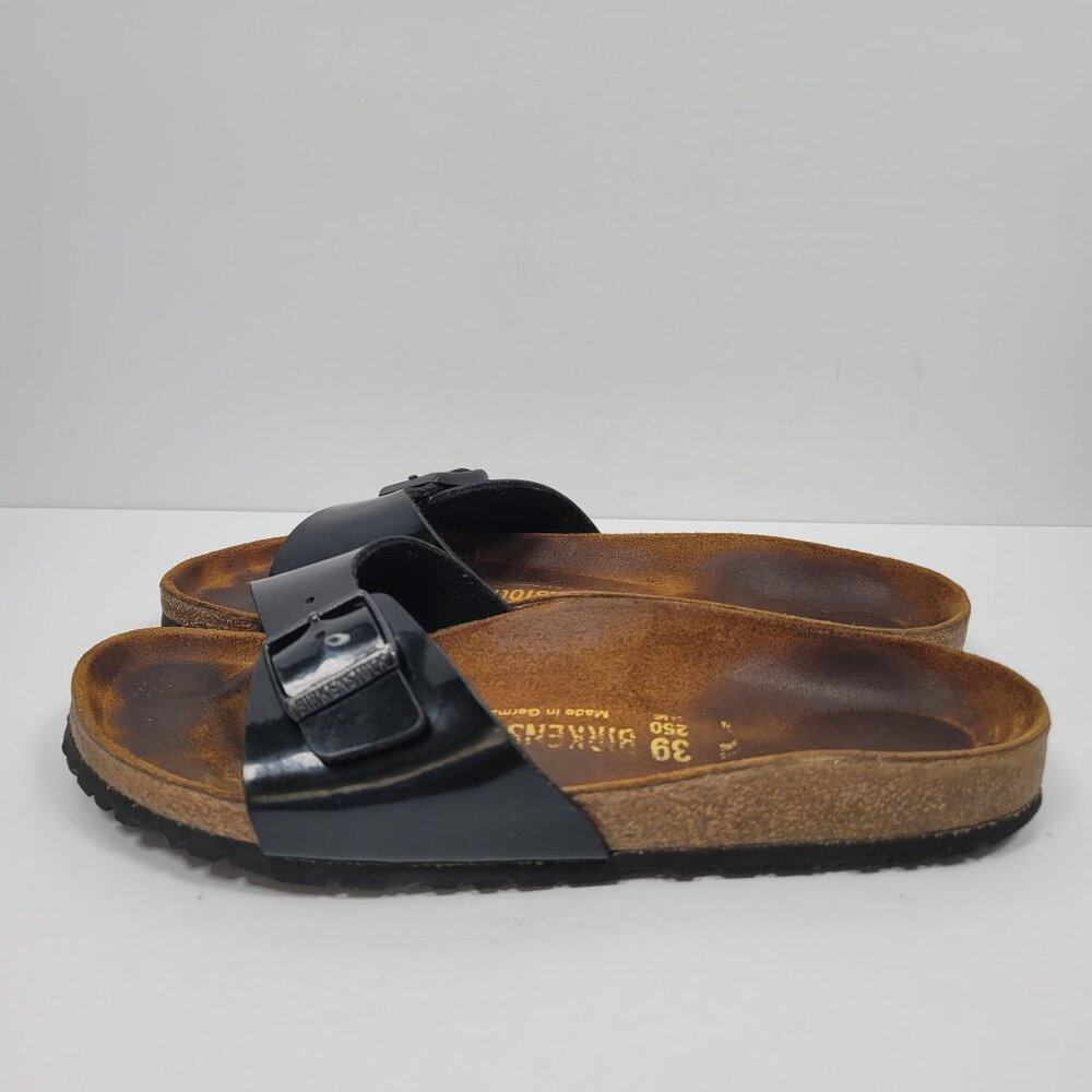 Birkenstock Madrid Women's Black Patent Slide Sandals US Size 8.5 EU 39 - Picture 2 of 9